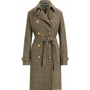 Lauren Ralph Lauren NWT Houndstooth Wool Plaid Trench Coat Gold Logo Buttons 8